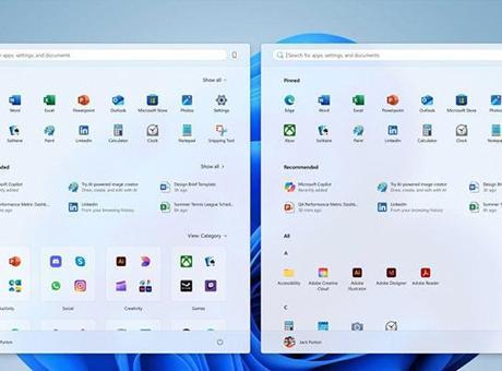 Windows 11 başlat menüsü yenileniyor